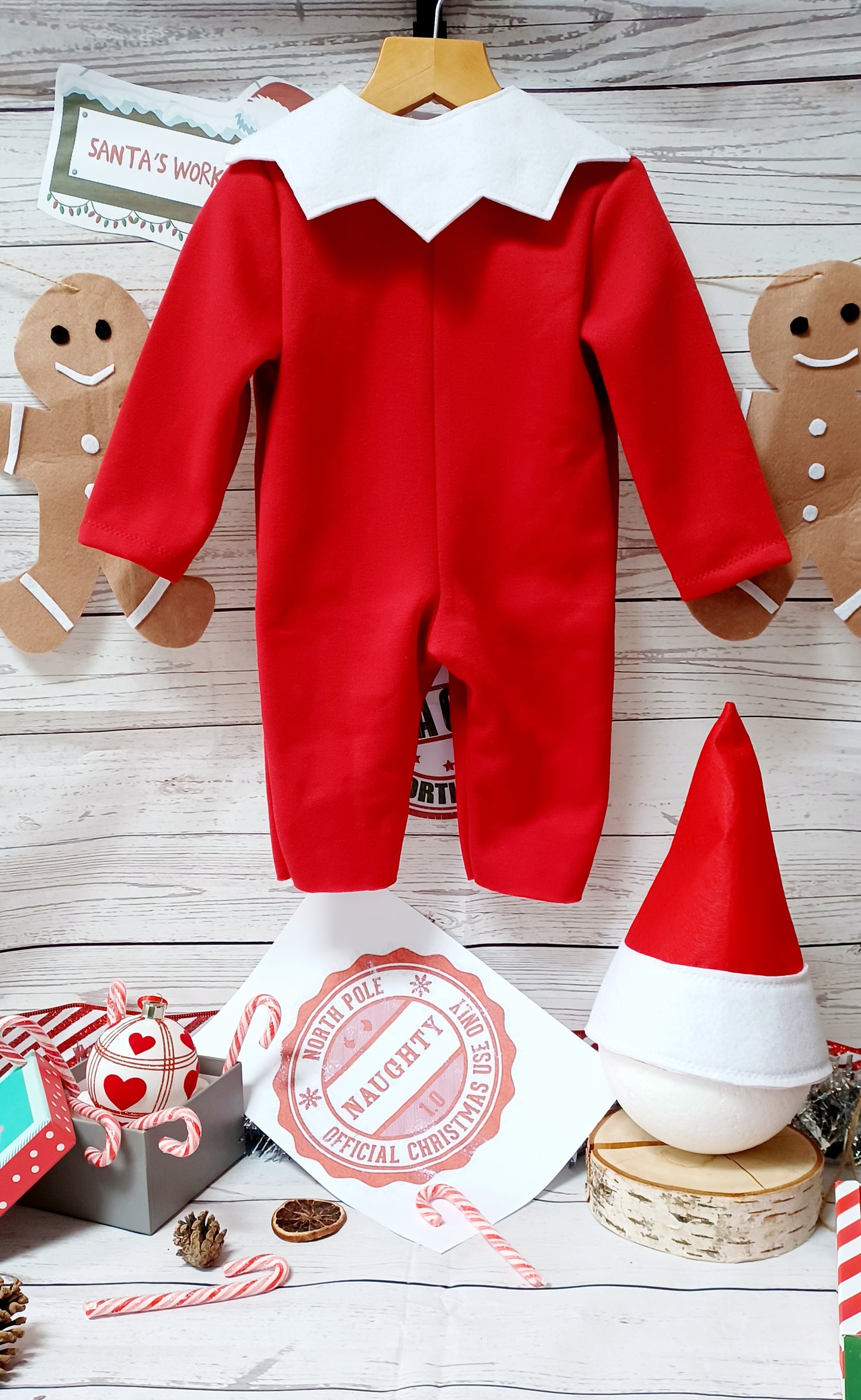 Kids Red Elf photo prop Costume, red elf outfit ,baby red elf outfit ,baby Christmas red elf outfit