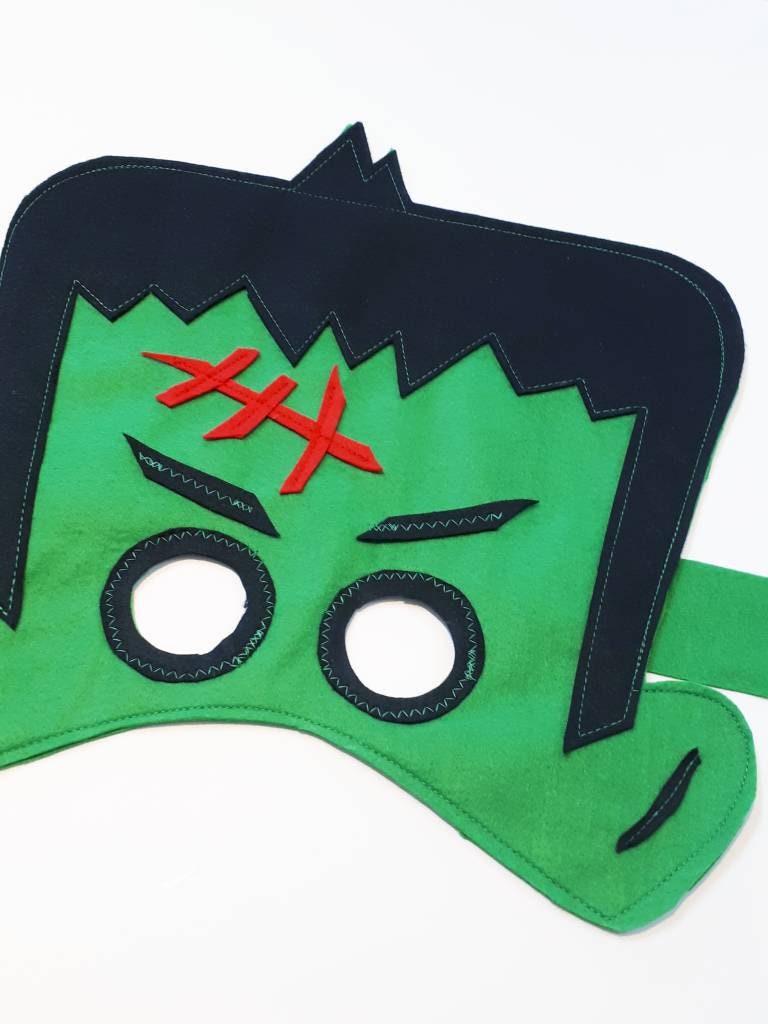Halloween Frankenstein Mask Frankenstein kids mask Kids Halloween mask Felt Halloween mask oversized Halloween mask felt mask face mask