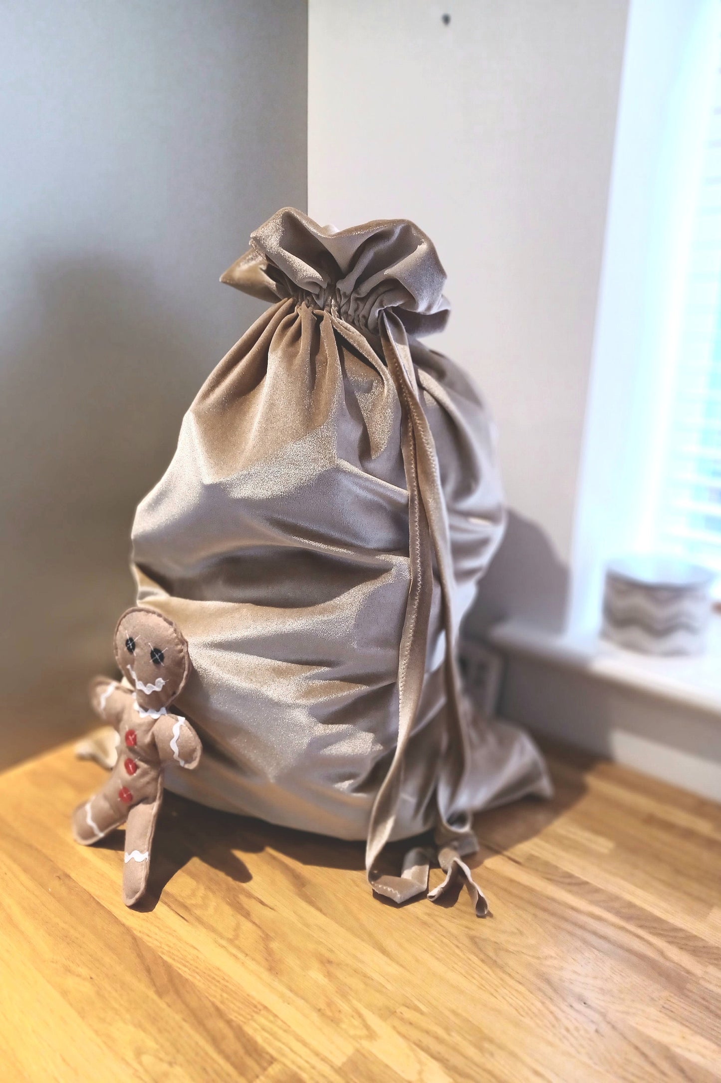 Christmas Gold Velvet sack prop,velvet Bag,Father Christmas sack,Christmas Stocking,Santa Sack,luxury velvet sack,gold Christmas sack