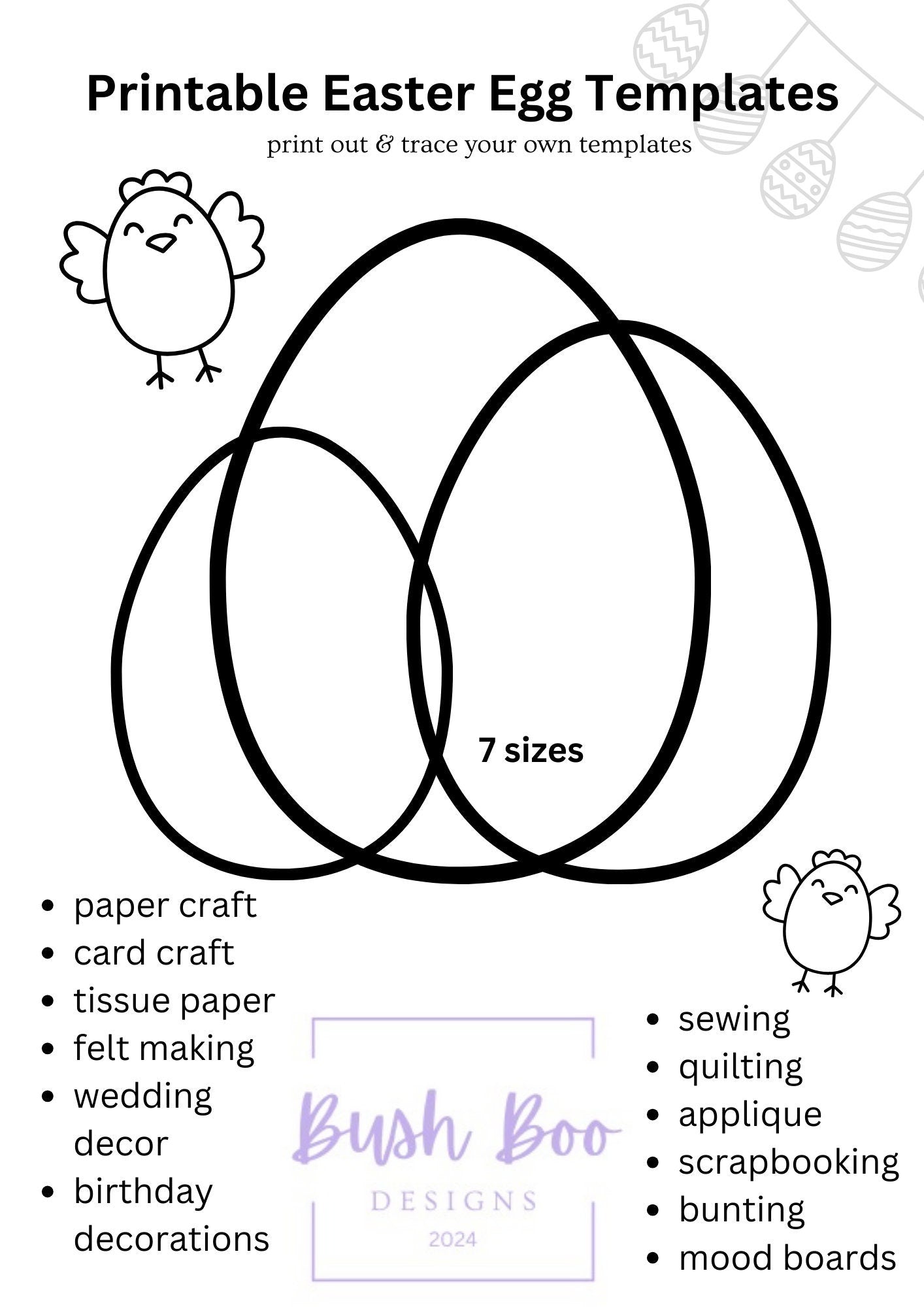 Easter egg templates to print out 4 page of egg templates paper craft project INSTANT PDF download easter craft project activity kids craft
