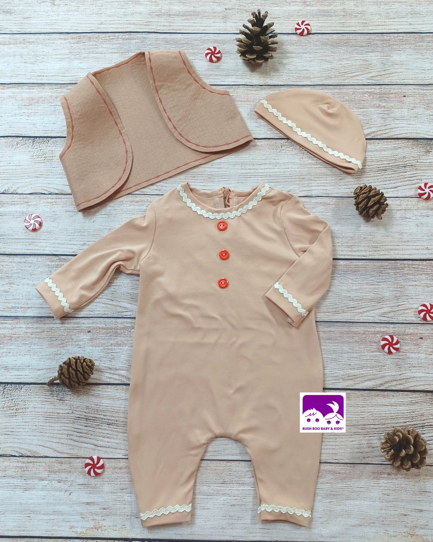 Newborn baby Gingerbread Man photography outfit,Newborn Gingerbread set photo props,christmas suit photo prop,newborn costume prop