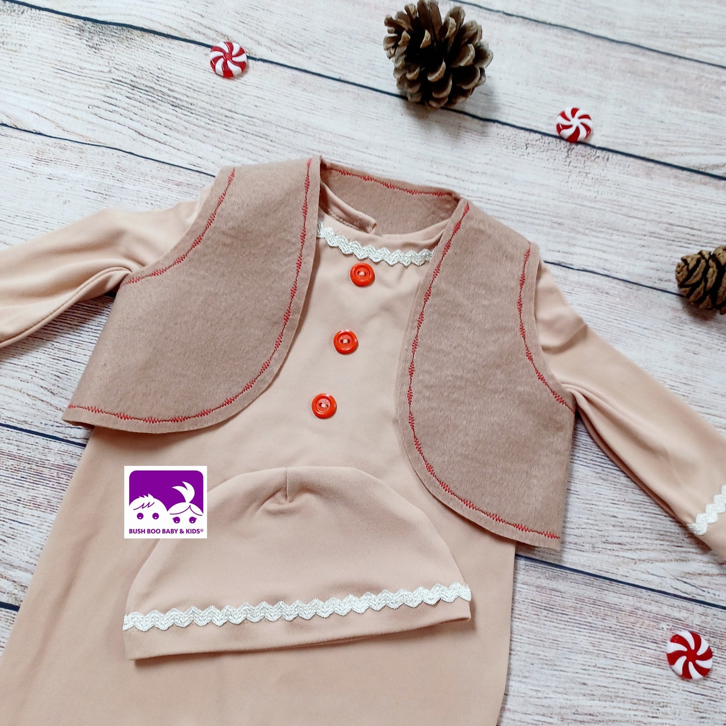 Newborn baby Gingerbread Man photography outfit,Newborn Gingerbread set photo props,christmas suit photo prop,newborn costume prop