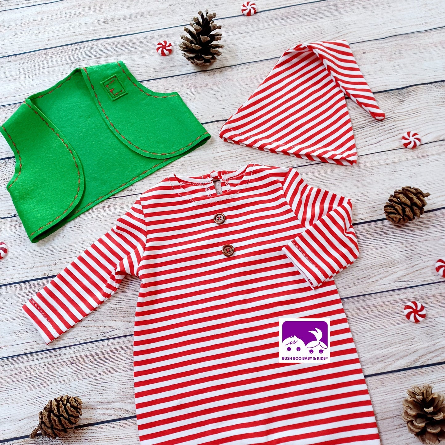 Newborn baby Candy Cane Elf photography outfit,Newborn Elf set photo props,christmas stripe elf suit photo prop,newborn costume prop
