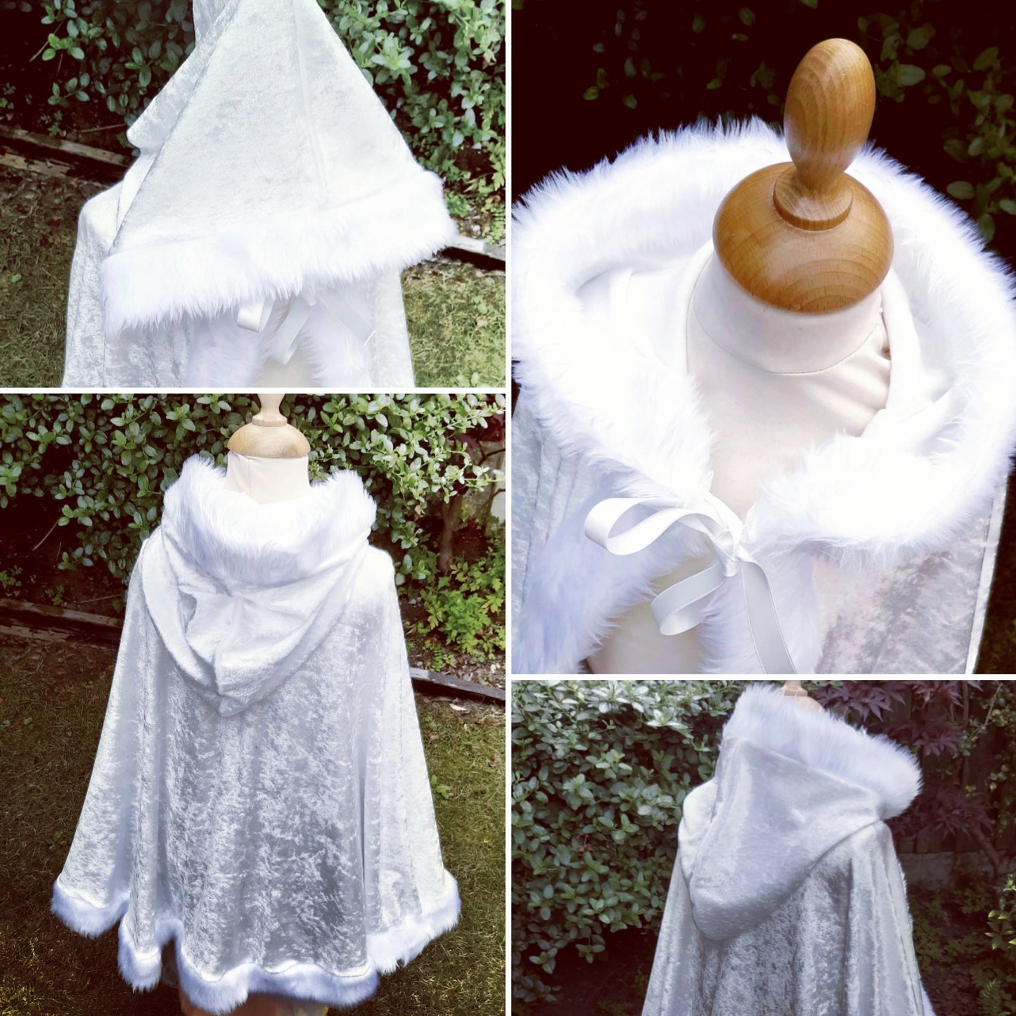 Christmas White Velvet Hooded Cloak