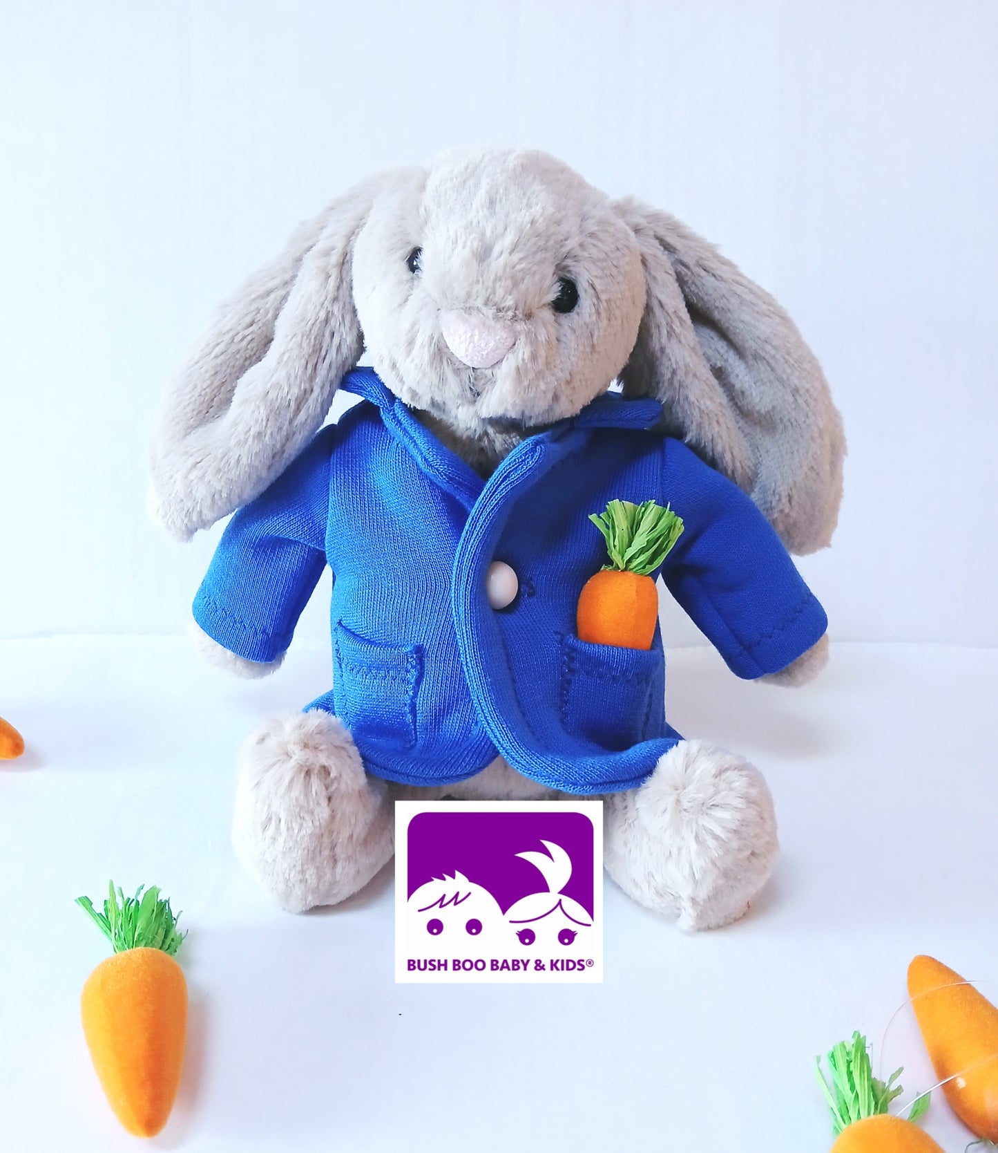 Plush Bunny Toy outfit , Easter bunny costume , Rabbit's blue coat , Woodland bunny coat