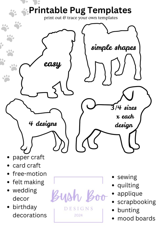 Pug Dog Printable Paper Craft Template (PDF)