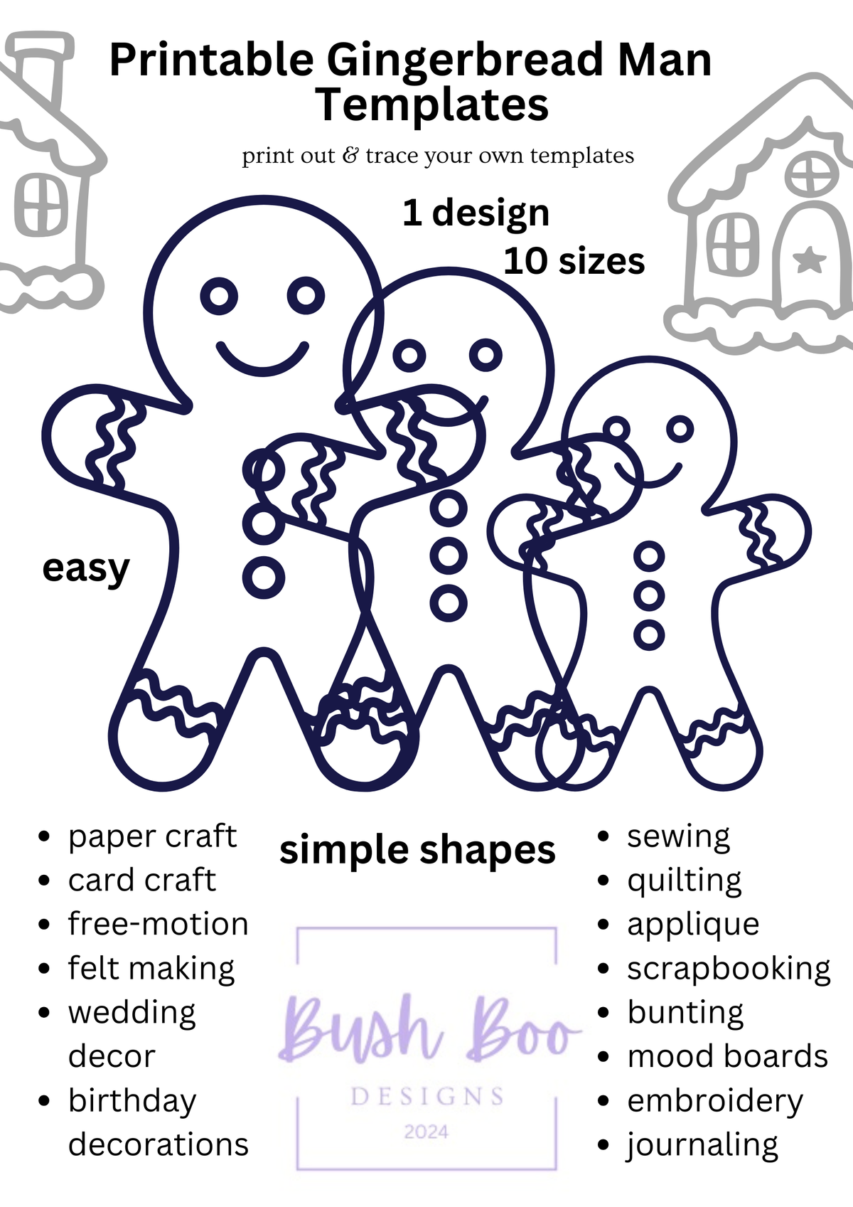 Gingerbread Man Printable Paper Craft Template (PDF)