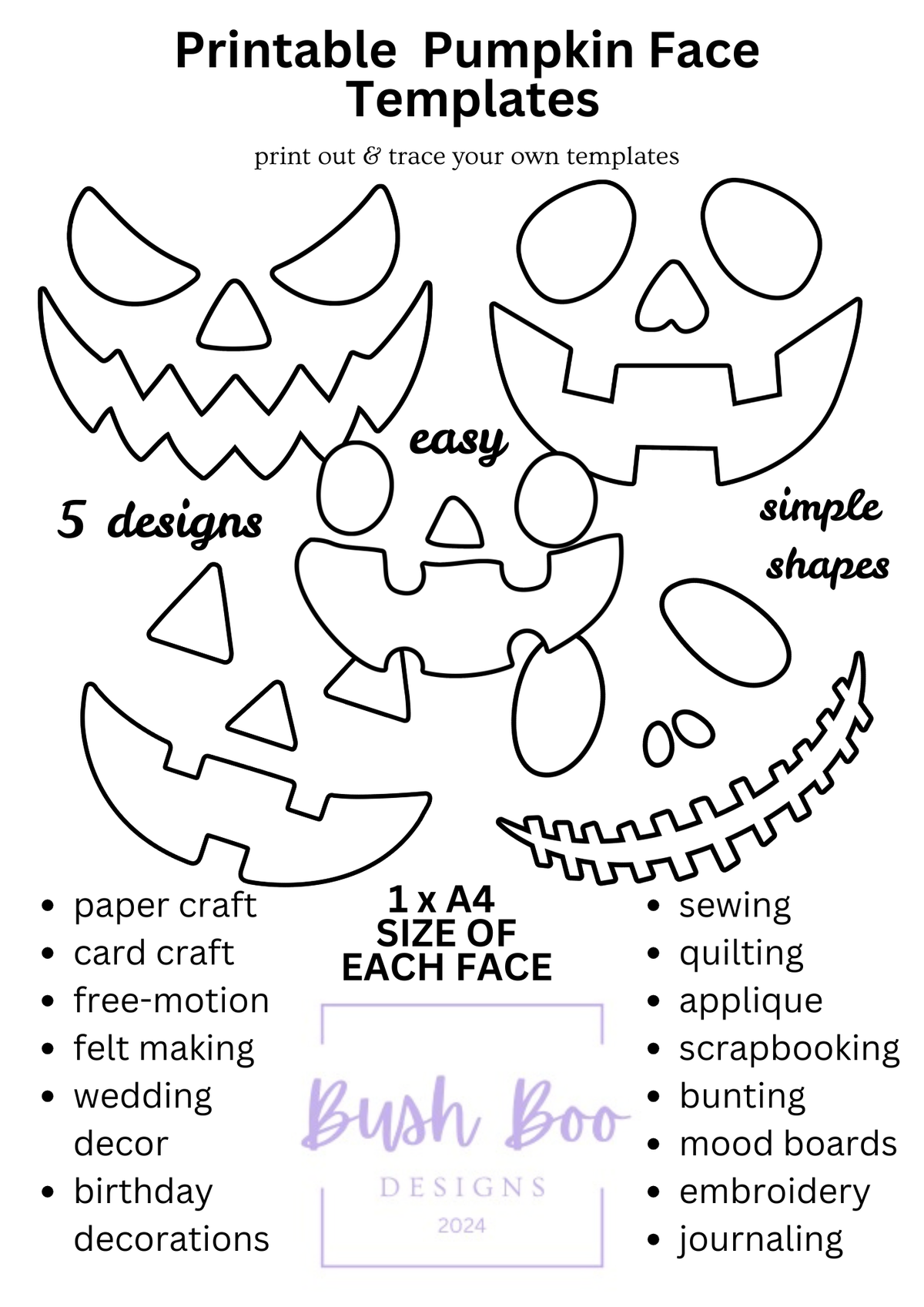 Pumpkin Face Printable Paper Craft Template (PDF)
