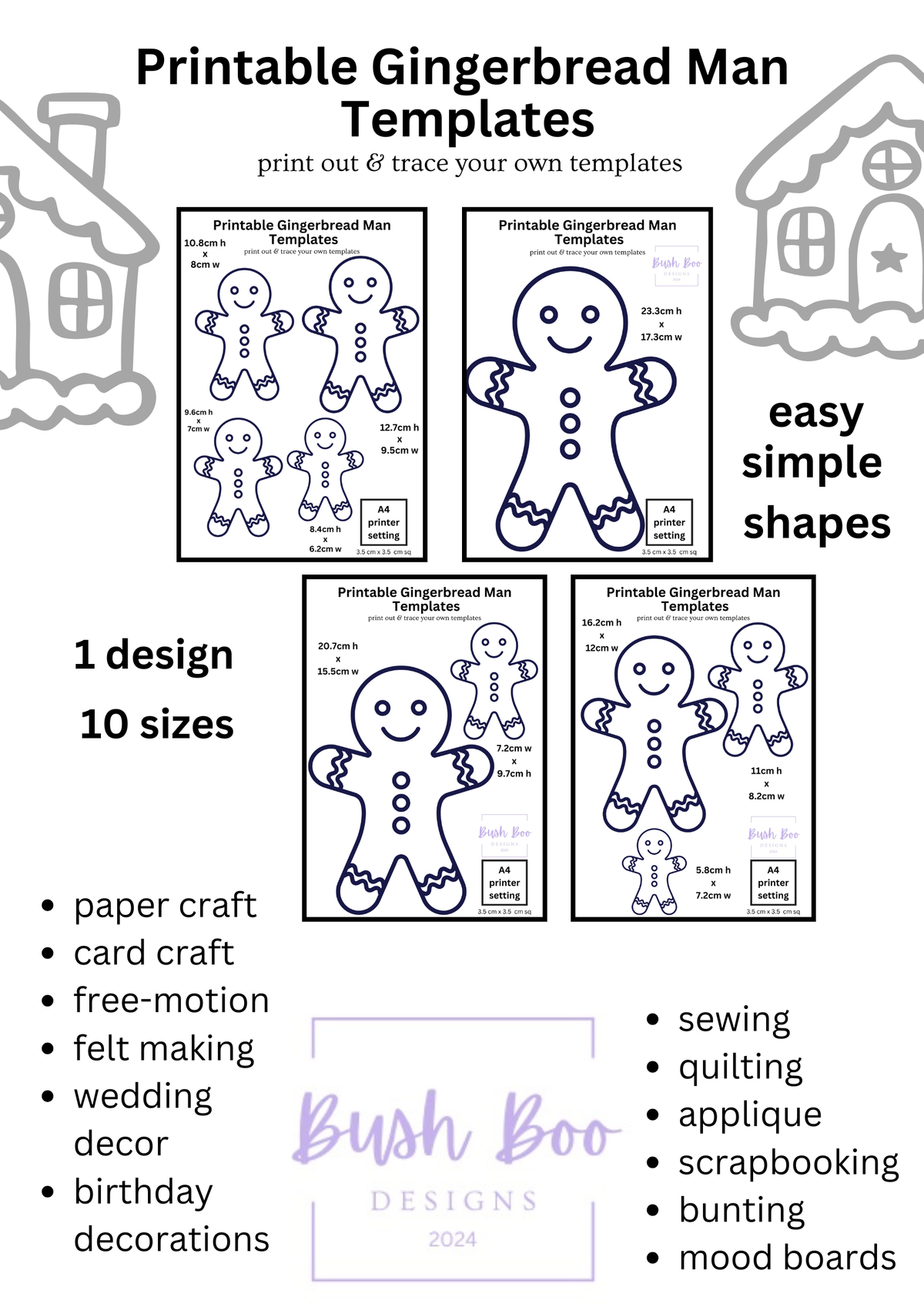 Gingerbread Man Printable Paper Craft Template (PDF)