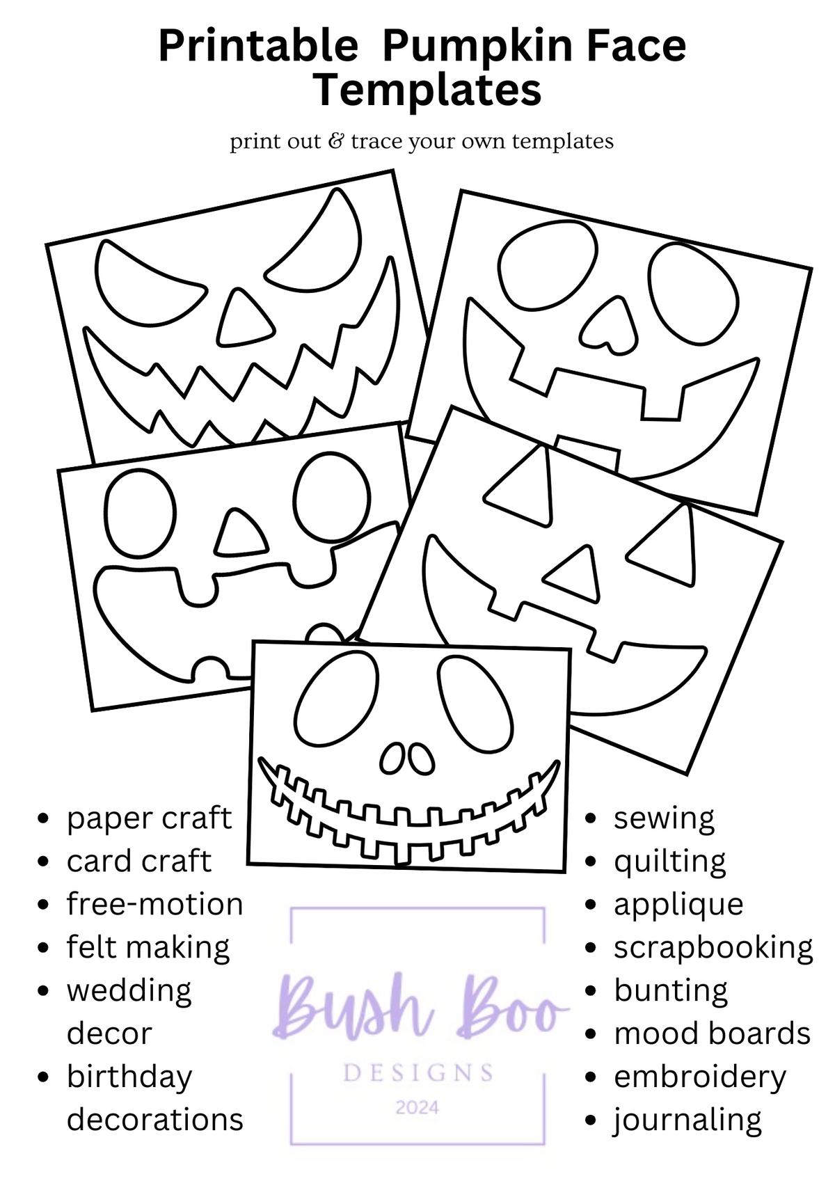 Pumpkin Face Printable Paper Craft Template (PDF)