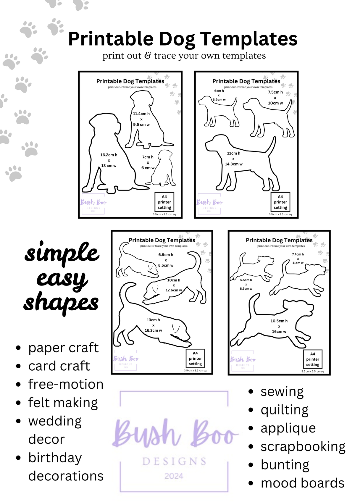 Dog Printable Paper Craft Template (PDF)