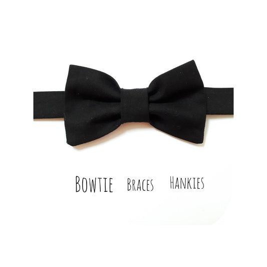 Boys Baby Black Dickie Bow -Tie for Special Occasions Wedding Pageboy - Black Plain Bowtie Birthday Bowtie Cake Smash Photo prop Bowtie