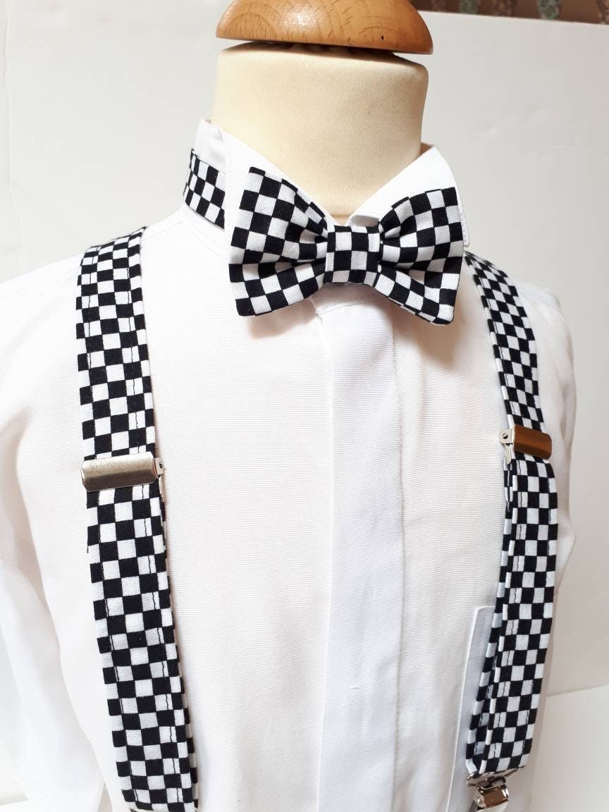 Boys Baby BowTie & Braces Set Wedding Accessories,Cotton Bowtie,Motorcars Bowtie Adjustable Suspenders,Racing Car Flag Bowtie,photo prop