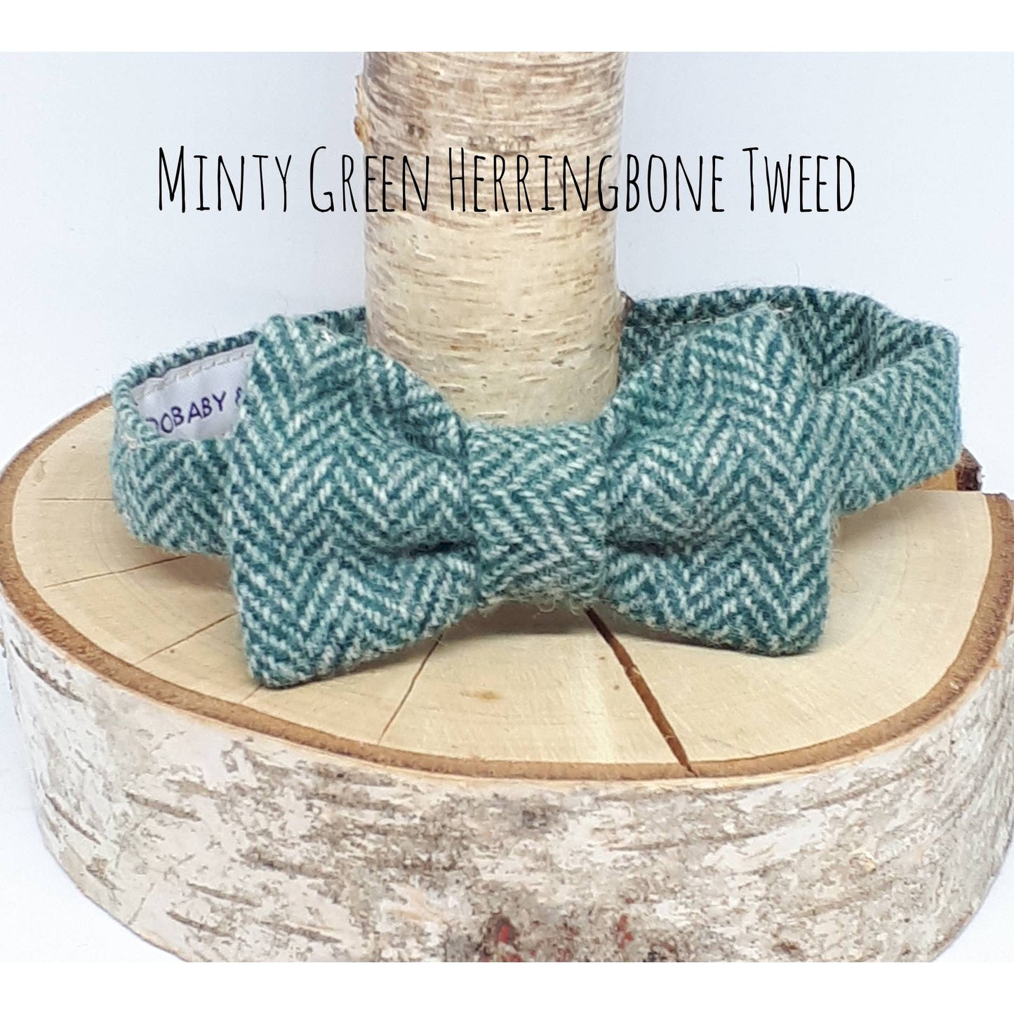 Green Tweed Boys Baby Dickie Bow Tie - Boys BowTie Wedding Pageboy Bowtie Wool Bowtie - Mint Green Wool Tweed Herringbone Birthday Boy