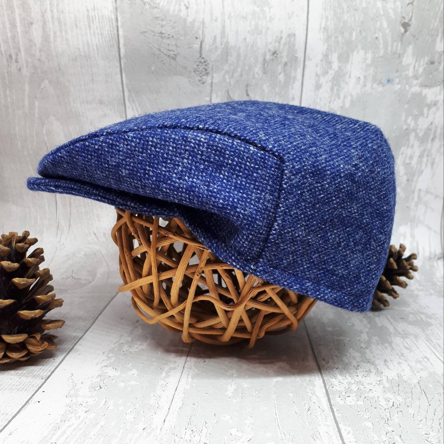 Baby Blue Tweed Wool Flat Cap,Newborn flat cap,Boys Flat Cap,Indigo Blue Tweed Flatcap,blue wool cap,baby blue equestrian flatcap,photo prop