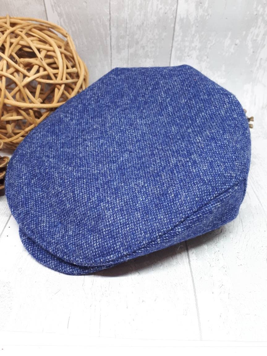 Baby Blue Tweed Wool Flat Cap,Newborn flat cap,Boys Flat Cap,Indigo Blue Tweed Flatcap,blue wool cap,baby blue equestrian flatcap,photo prop