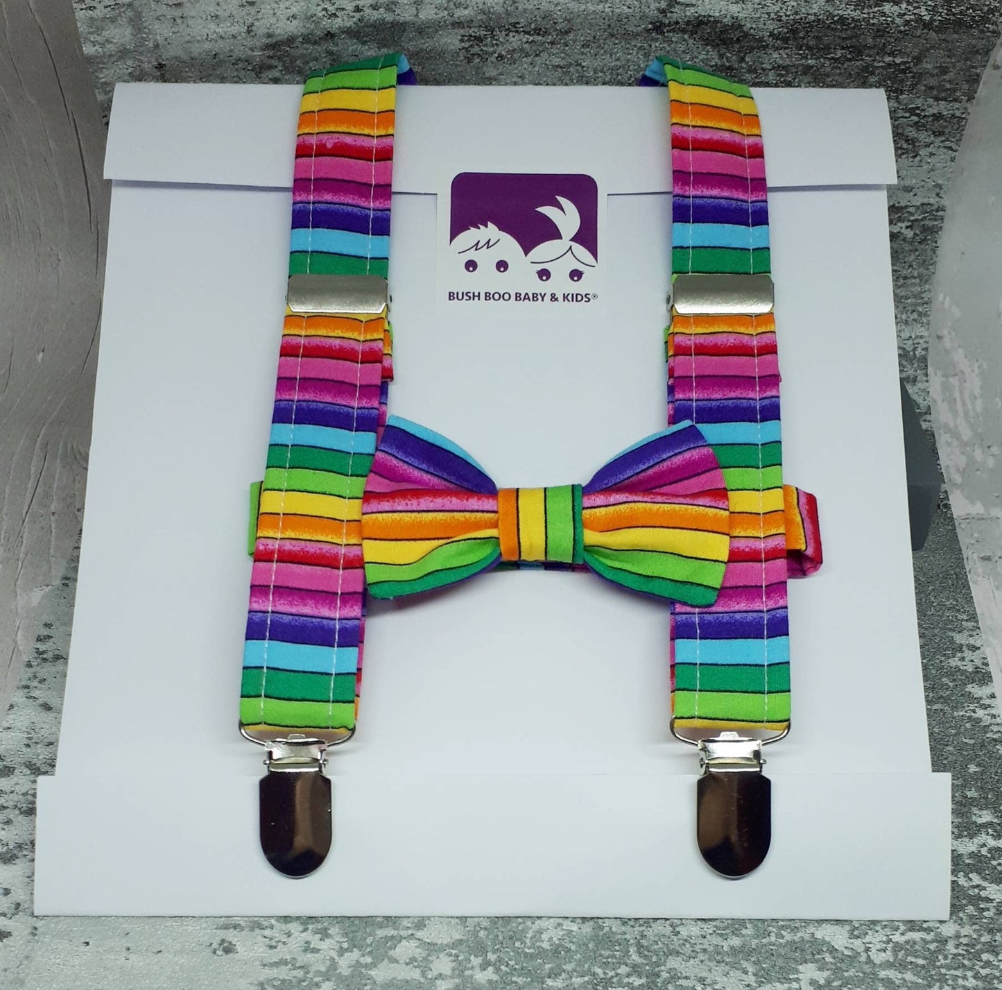 Boys Baby Rainbow BowTie & Braces Set ,boys Wedding Accessories,rainbow Cotton Bowtie,Baby Bowtie,rainbow Adjustable Suspenders,photo prop