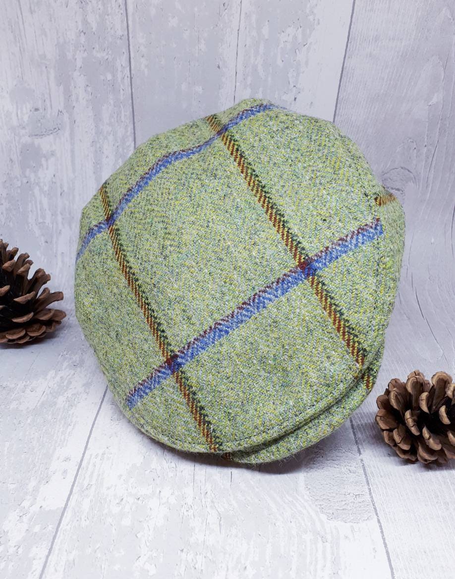 Baby Green Check Tweed Wool Flat Cap, Newborn flat cap,Boys Green Cap,equestrian Green Tweed flatcap, baby flatcap,photo prop