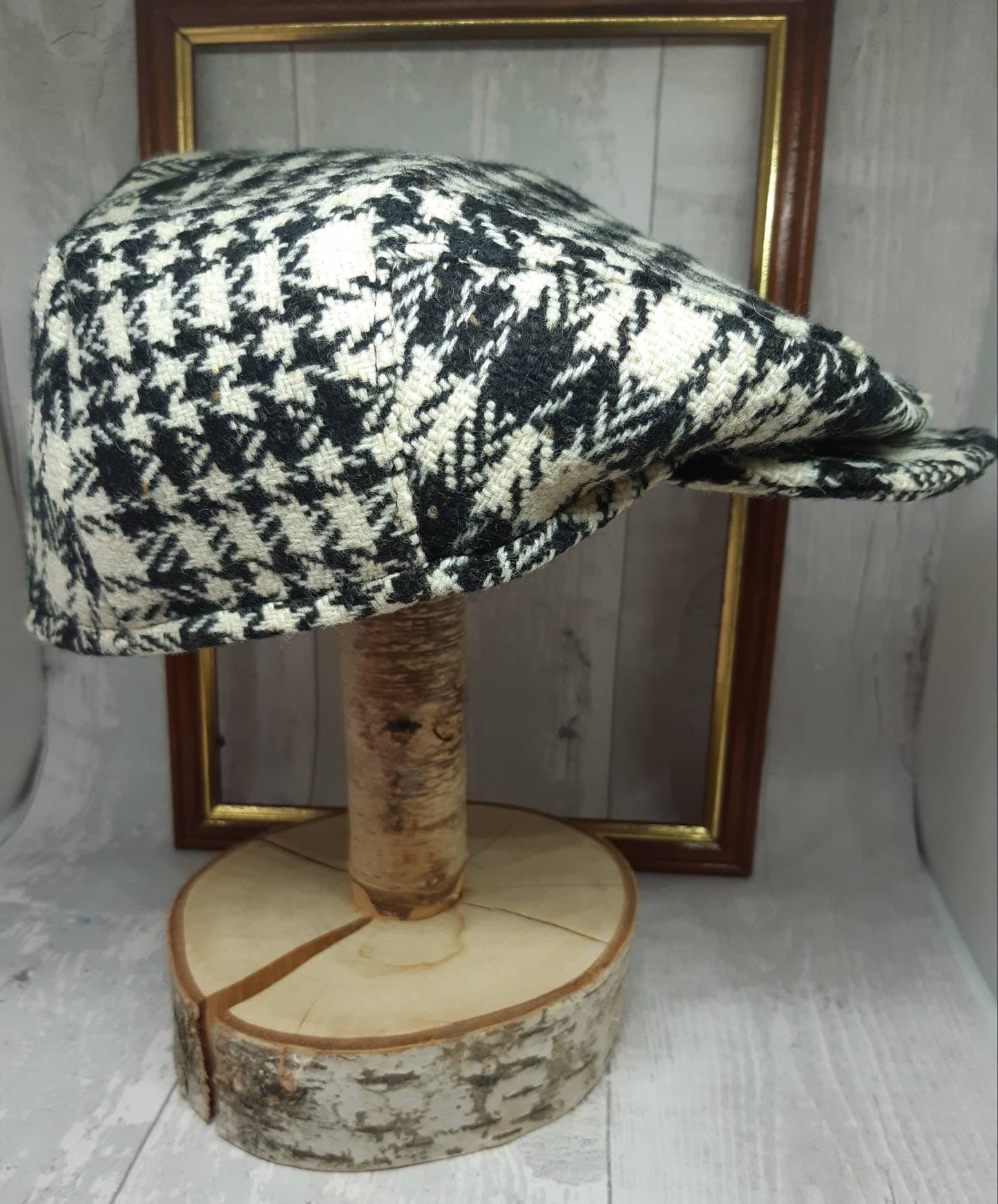 Baby Black &White Check Tweed Wool Flat Cap Monochrome Flatcap Newborn flat cap Boys Flat Cap equestrian black check flatcap Farming Cap