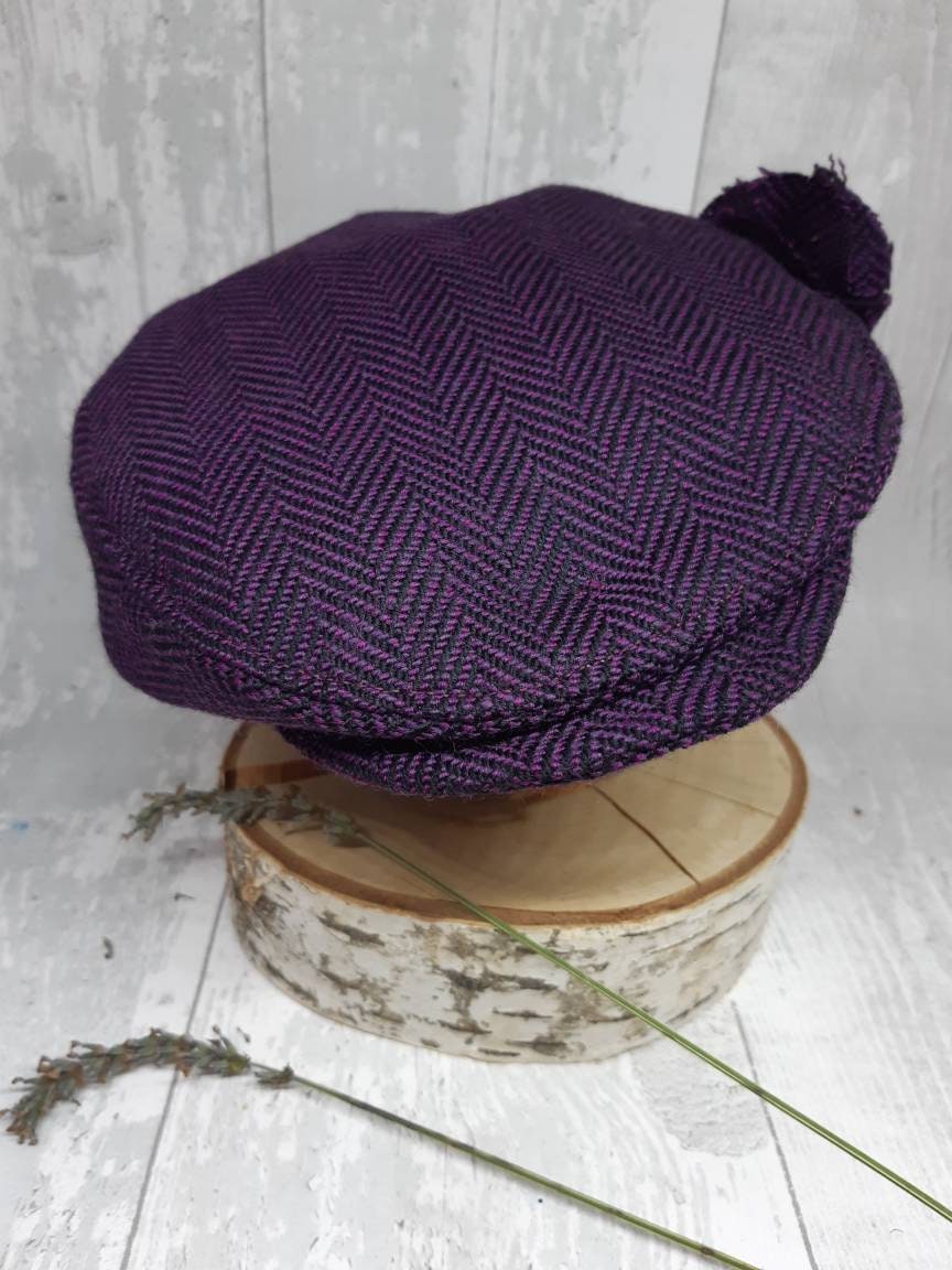 Baby Purple Herringbone Tweed Wool Flat Cap,purple Flatcap, Newborn flat cap,Boys Flat Cap,equestrian purple flatcap,FarmingCap,prop