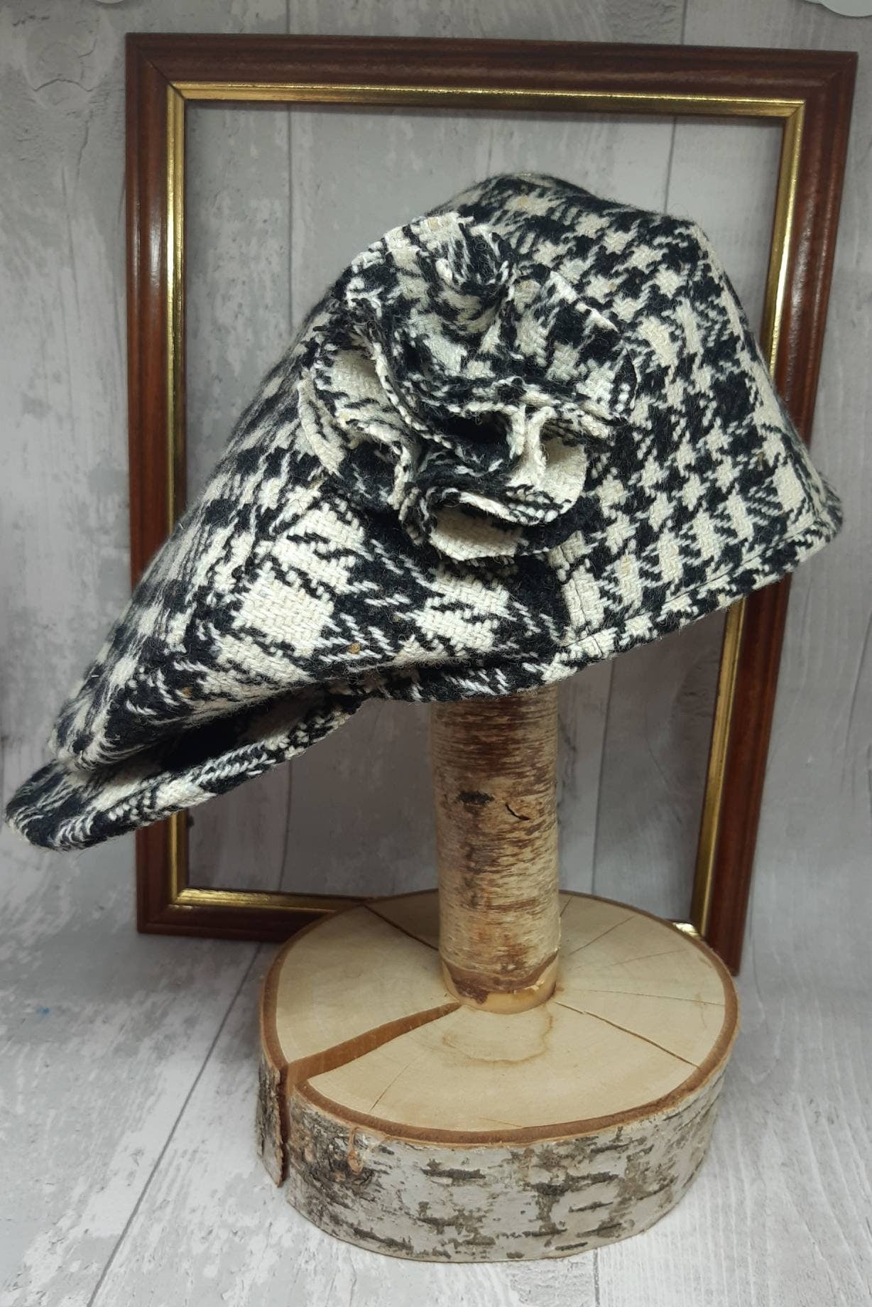 Baby Black &White Check Tweed Wool Flat Cap Monochrome Flatcap Newborn flat cap Boys Flat Cap equestrian black check flatcap Farming Cap