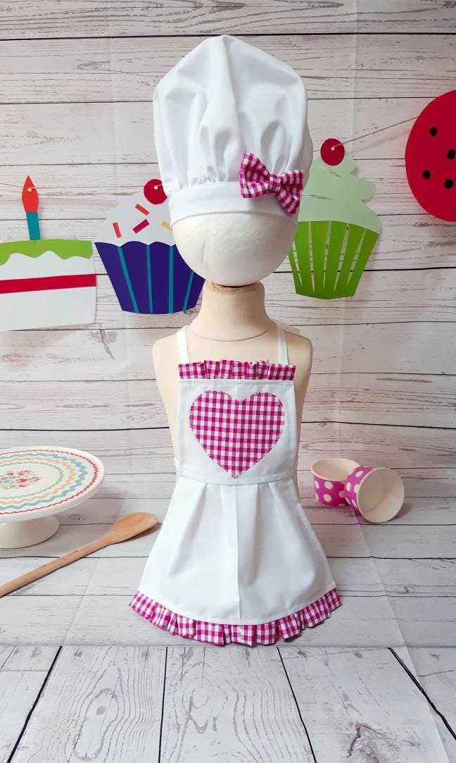 Cakesmash Baby Chef Pink outfit baby Baker baby cook photo prop Costume chef hat bakers costume girls apron baby hat & apron photoprop set