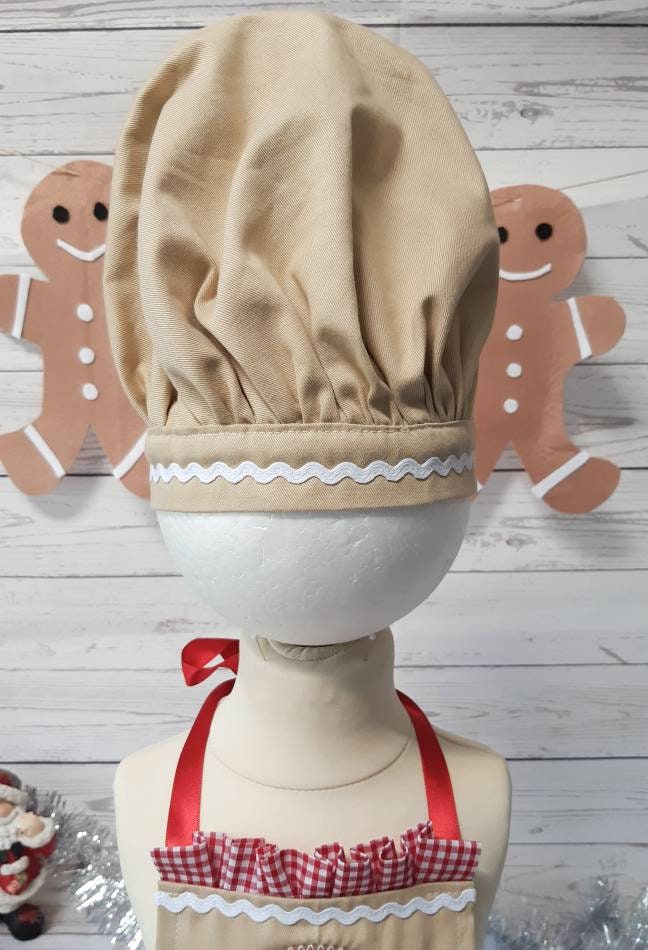 Christmas Kitchen Chef Beige apron & hat photography costume,baby star baker,kids cook photo prop costume,xmas hat/apron set for photography