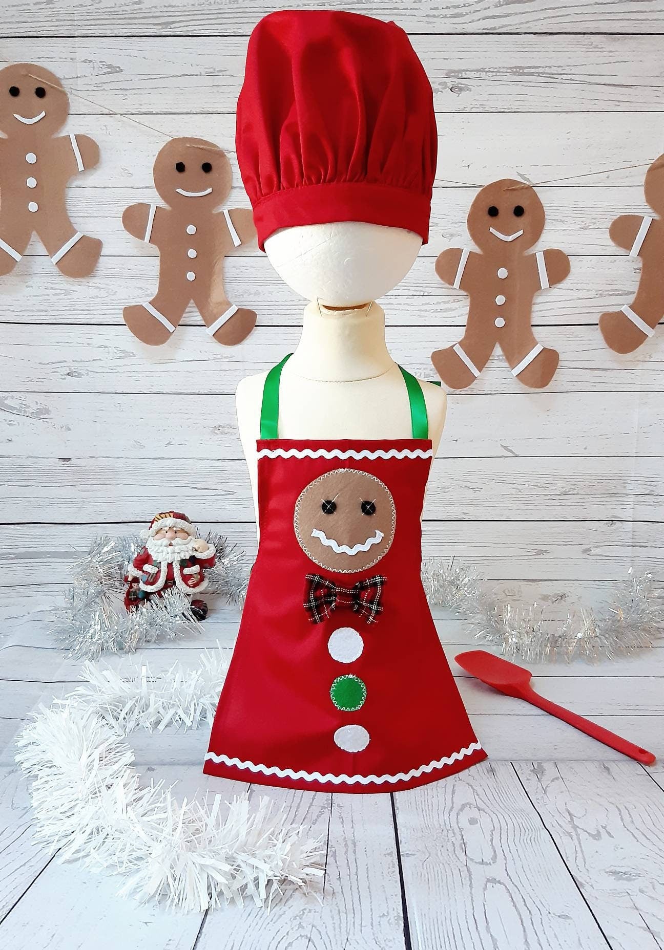 Christmas Kitchen Chef Red apron & hat photography costume,baby star baker,kids cook photo prop costume,xmas hat/apron set for photography