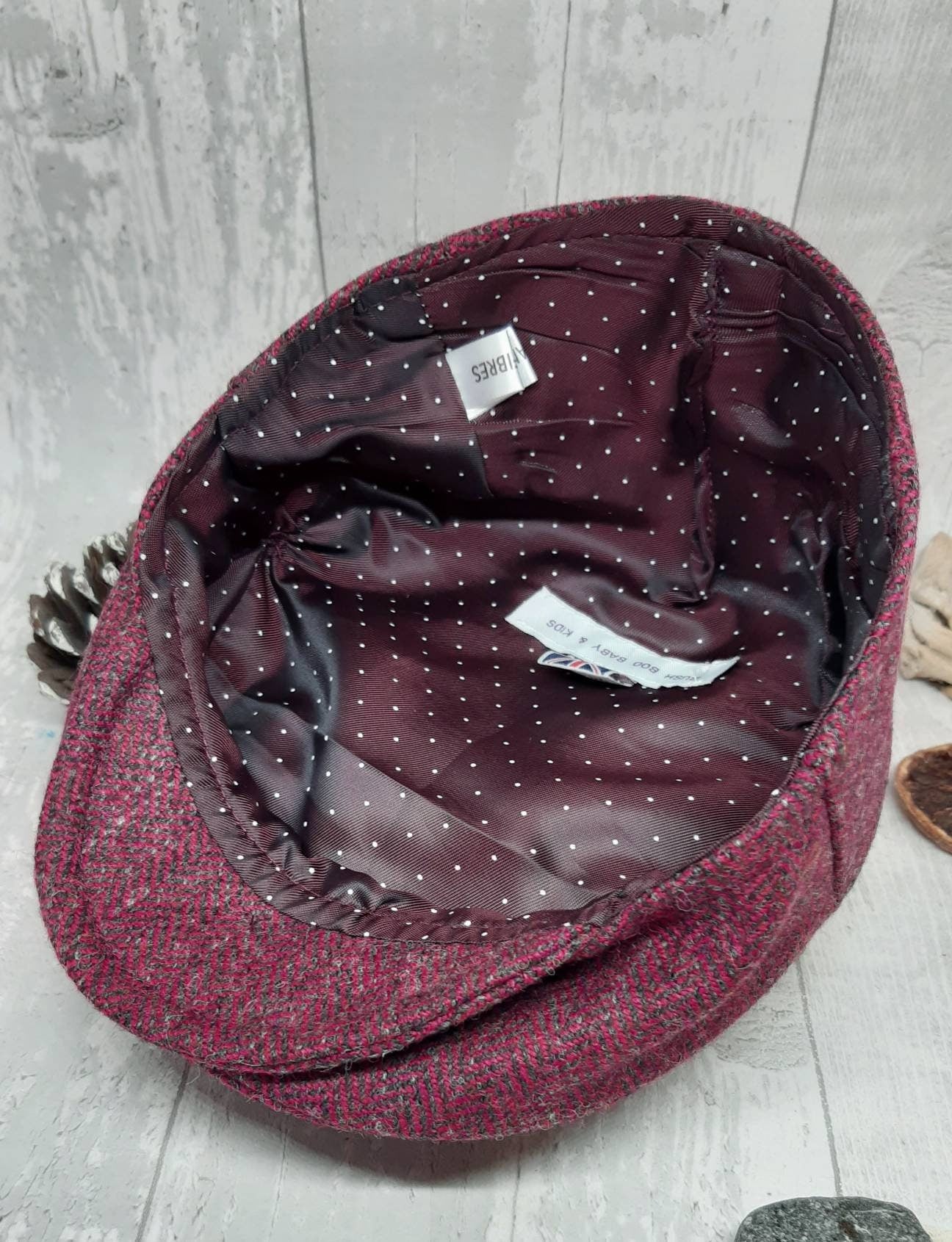 Baby Cherry Red Tweed Wool Flat Cap,Raspberry red Flatcap, Newborn flat cap,girls Flat Cap,equestrian flatcap,Farming Cap,photo prop