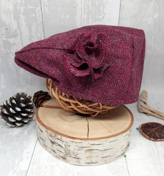 Baby Cherry Red Tweed Wool Flat Cap,Raspberry red Flatcap, Newborn flat cap,girls Flat Cap,equestrian flatcap,Farming Cap,photo prop