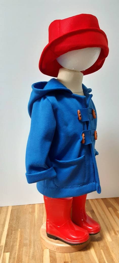 Baby Blue coat & Red Hat photo prop Costume baby prop photo outfit baby blue cakesmash outfit  book day prop costume photography use only