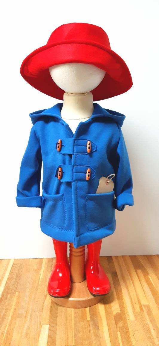 Baby Blue coat & Red Hat photo prop Costume baby prop photo outfit baby blue cakesmash outfit  book day prop costume photography use only