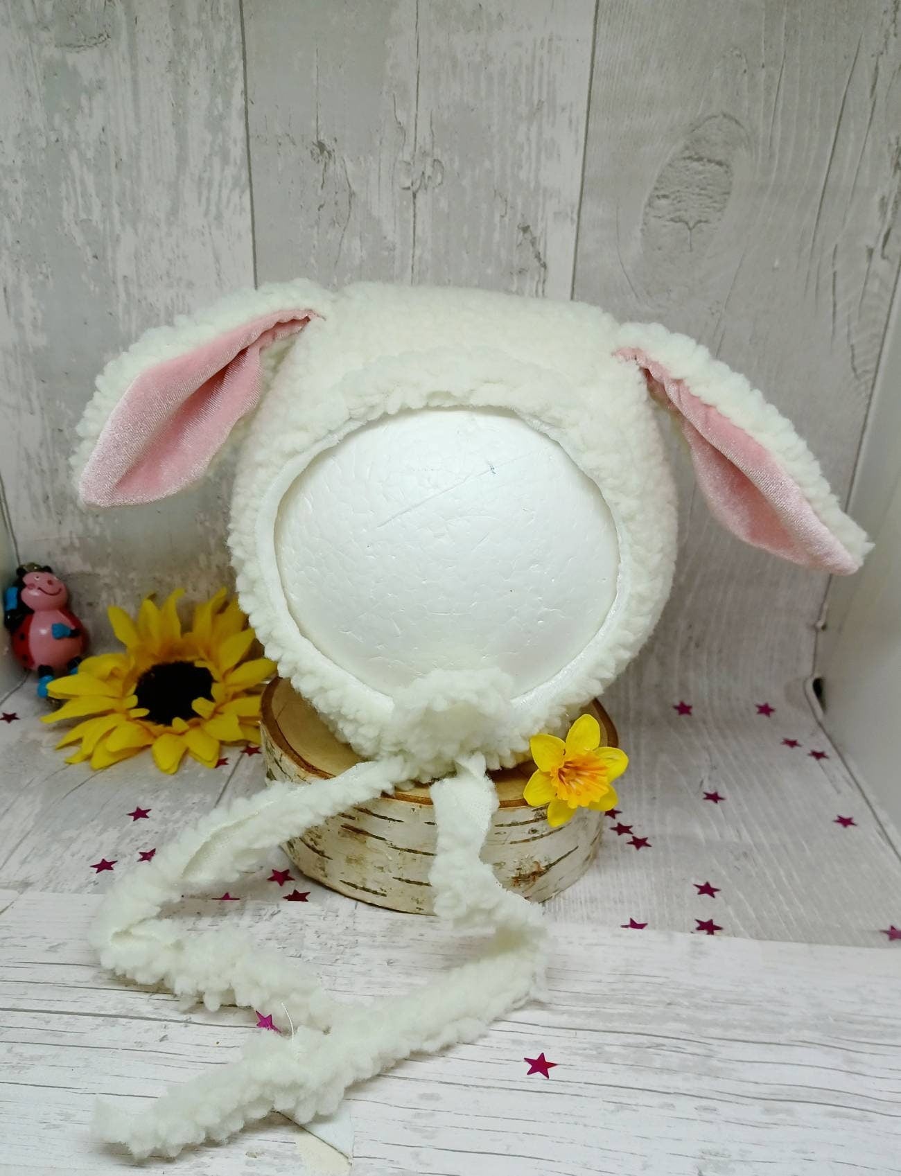 Easter Lamb Bonnet Photo prop,m baby lamb hat baby lamb hat baby easter hat spring lamb hat prop baby lamb bonnet photoprop newborn lamb hat