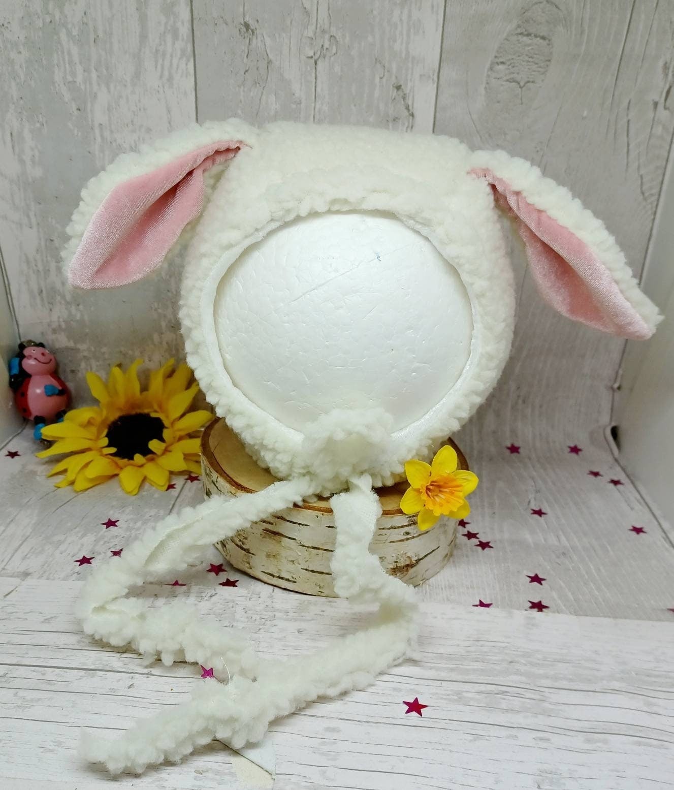 Easter Lamb Bonnet Photo prop,m baby lamb hat baby lamb hat baby easter hat spring lamb hat prop baby lamb bonnet photoprop newborn lamb hat