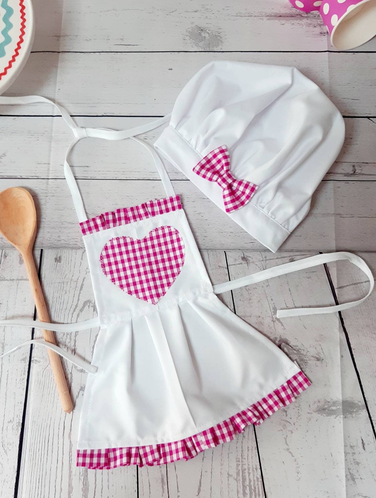 Cakesmash Baby Chef Pink outfit baby Baker baby cook photo prop Costume chef hat bakers costume girls apron baby hat & apron photoprop set