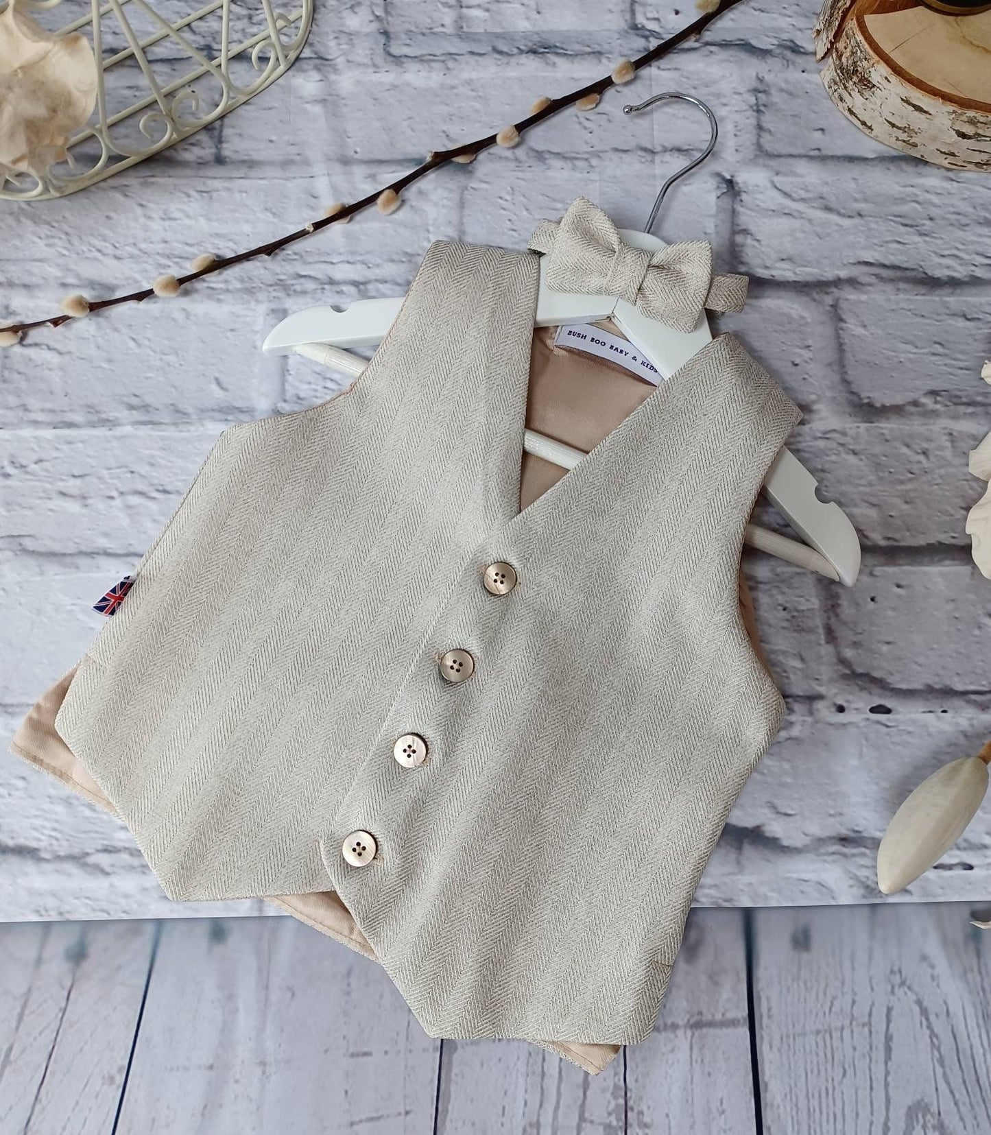 Boys Ivory Wedding Waistcoat, baby ivory herringbone waistcoat,pageboy waistcoat,Wedding ringbearer waistcoat,Ivory suit waistcoat