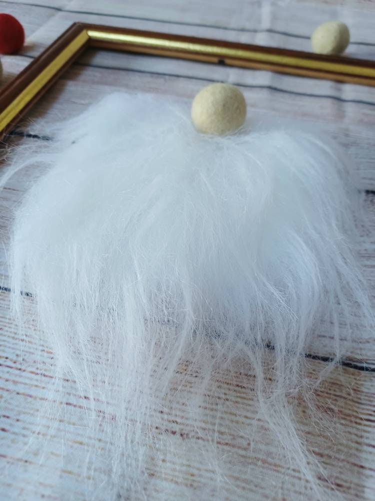 Pre-cut gnome beard,faux fur,beard hair,handmade gnome,gonk beard craft,DIY gnome supplies,felt nose,faux fur beard,gnome supplies,White Set