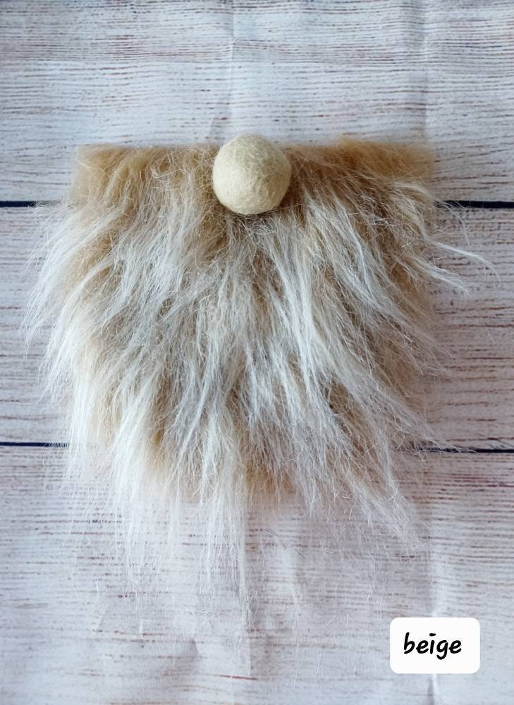 Pre-cut gnome beard,faux fur beard hair handmade gnome gonk beard craft DIY gnome supplies felt nose faux fur beard,gnome supplies Beige Set