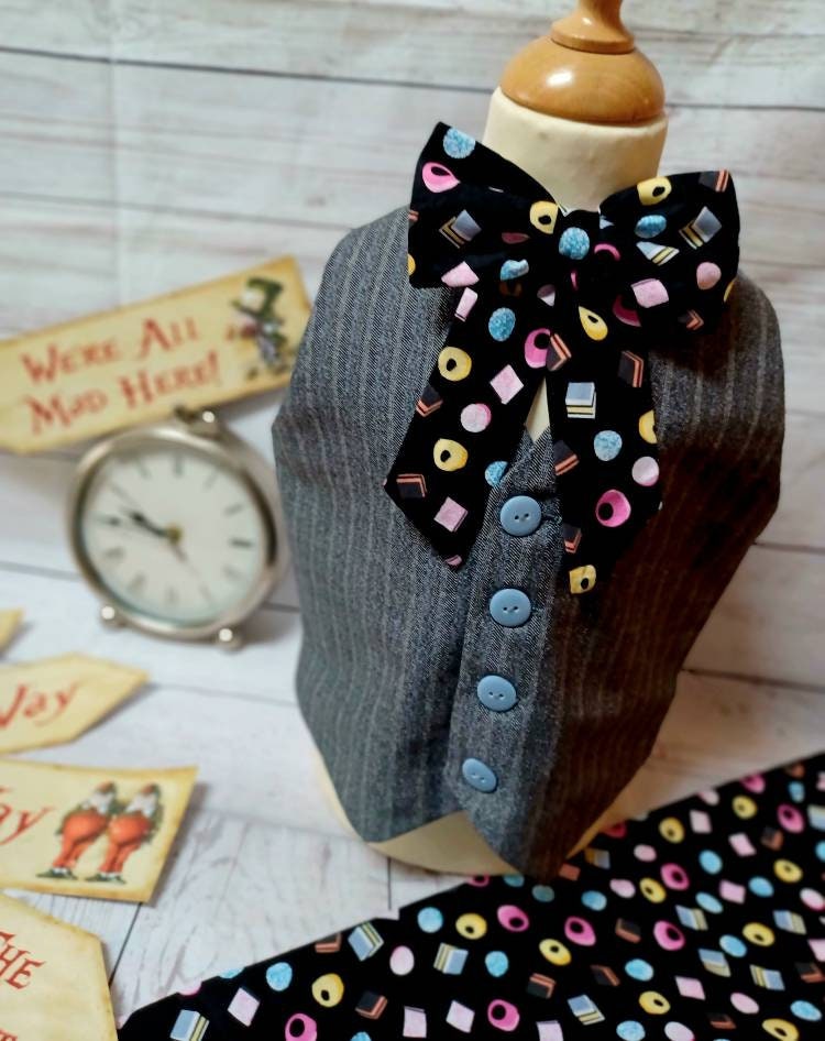 Liquorice Allsorts bowtie Sweets bow tie oversized candy bow tie World book day Bowtie teaparty bowtie black sweets bowtie pre tied bowtie