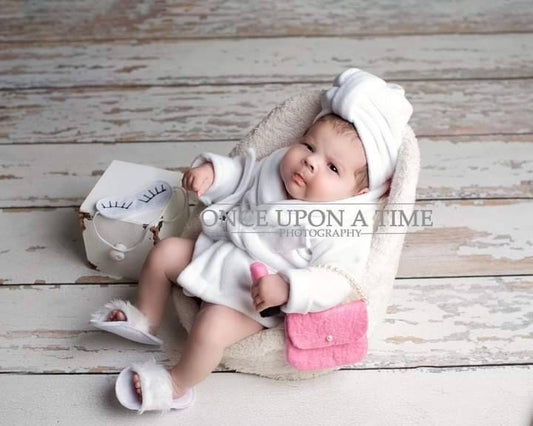 Newborn baby bathrobe photography outfit,Newborn pamper set photo props, Newborn dressing gown photo prop set,newborn baby spa costume prop