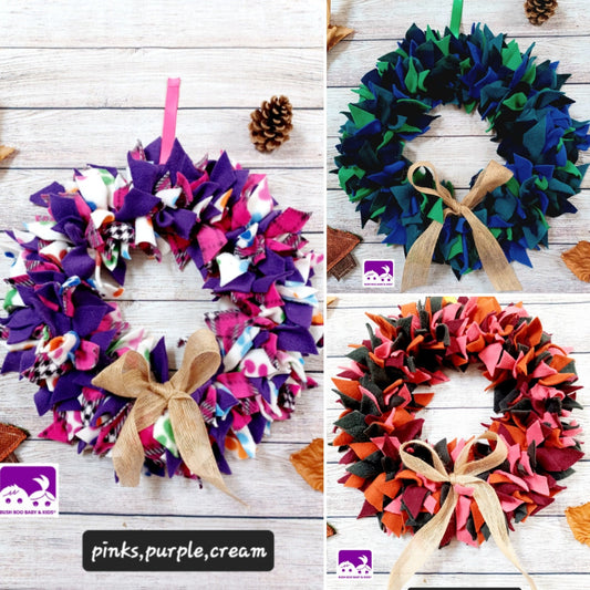 Rag wreath decoration christmas ragwreaths fleece rag wreath home decor door wreath fabric rag wreath  autumn hanging wreath 12 inch