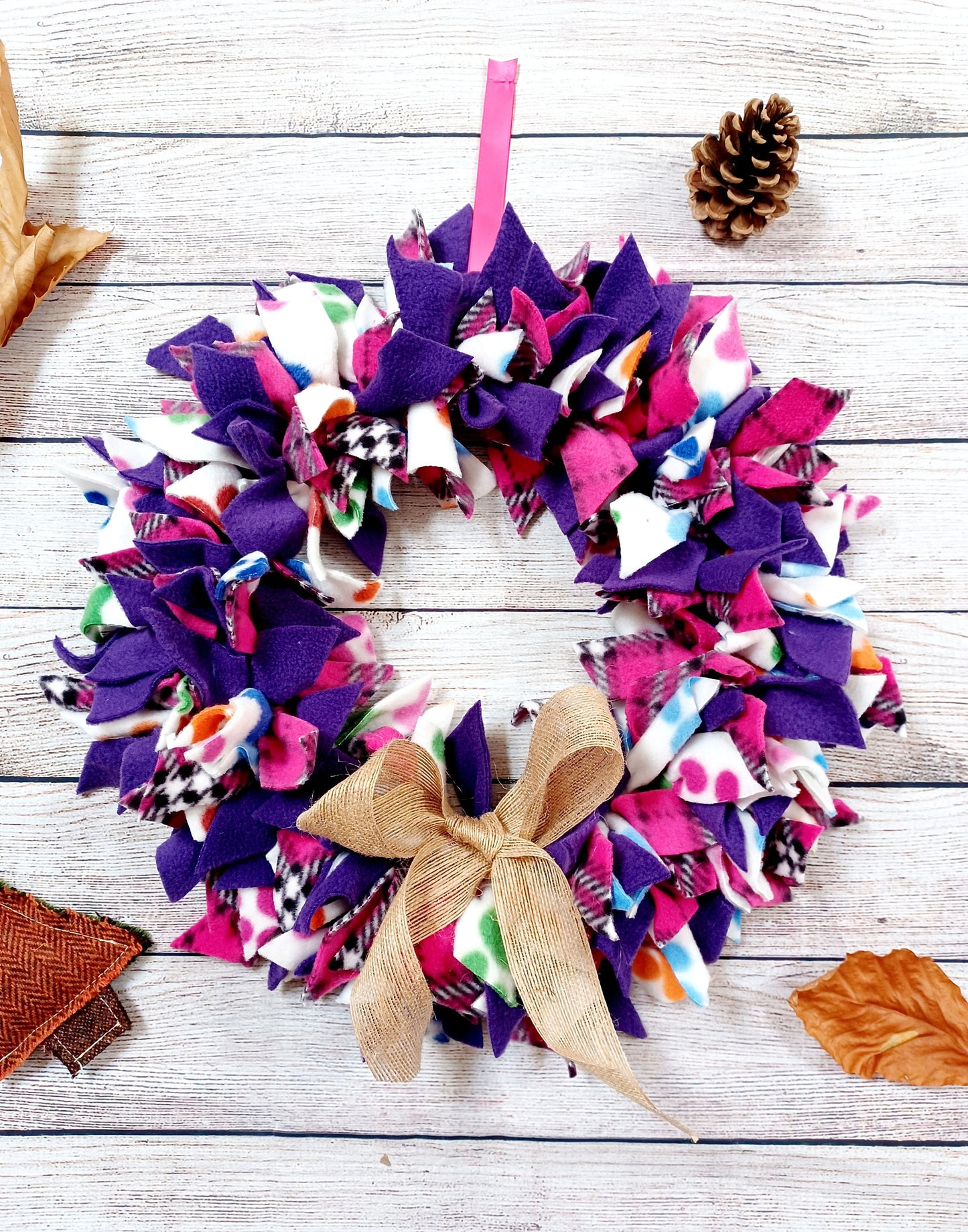 Rag wreath decoration christmas ragwreaths fleece rag wreath home decor door wreath fabric rag wreath  autumn hanging wreath 12 inch