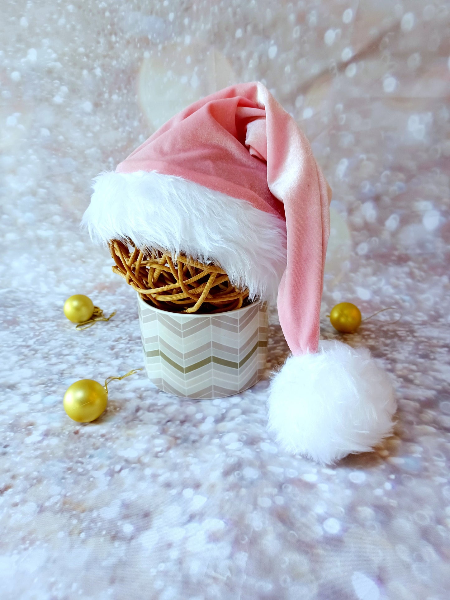 Baby Pink Santa hat,Baby Santa Hat photo prop ,Santa Hat photo-prop, pink velvet sleepy santa hat,Christmas santa hat,velvet baby hat prop