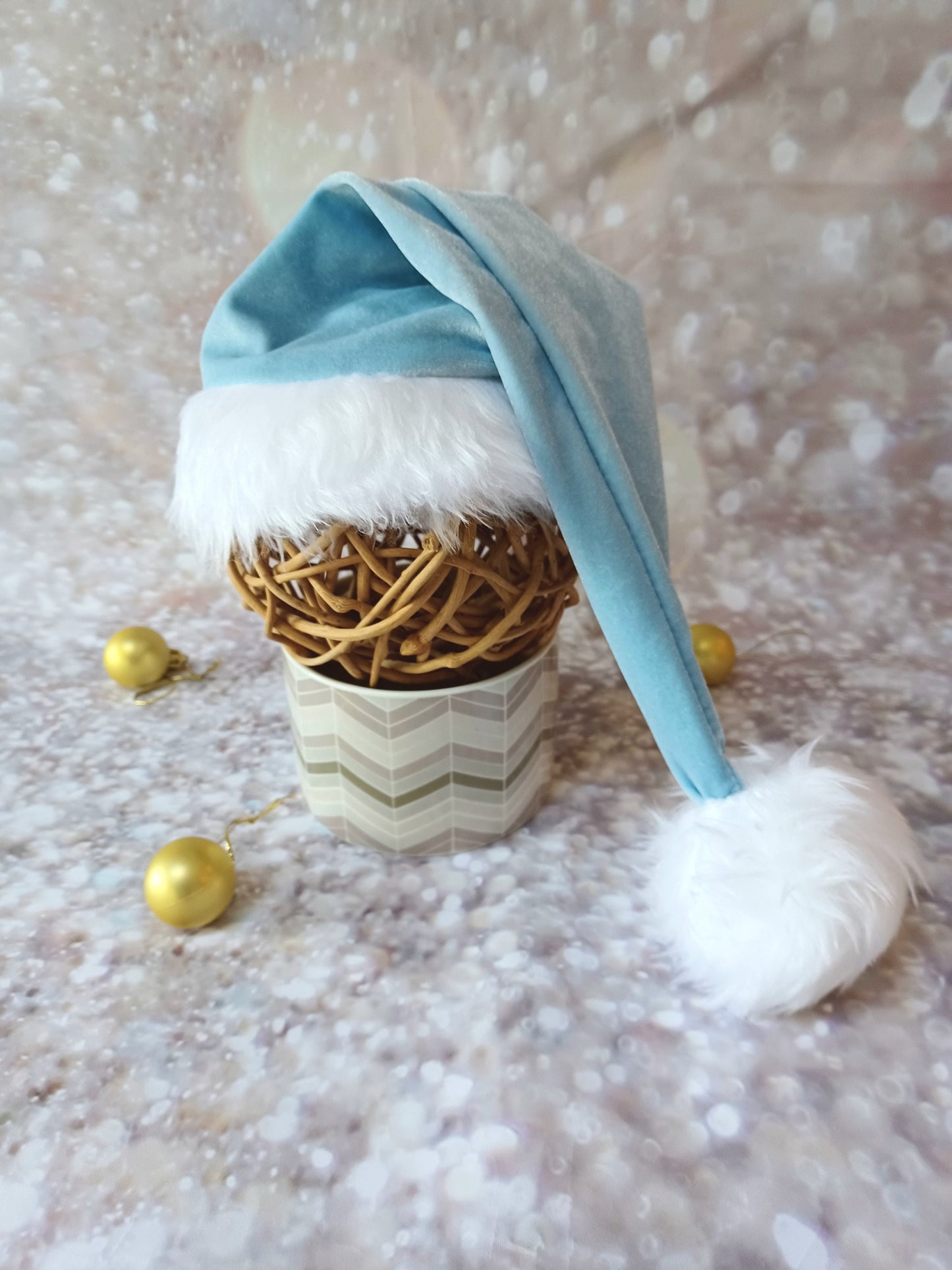 Baby Blue Santa hat,Baby Santa Hat photo prop ,Santa Hat photo-prop,blue velvet sleepy santa hat,Christmas santa hat,velvet baby hat prop