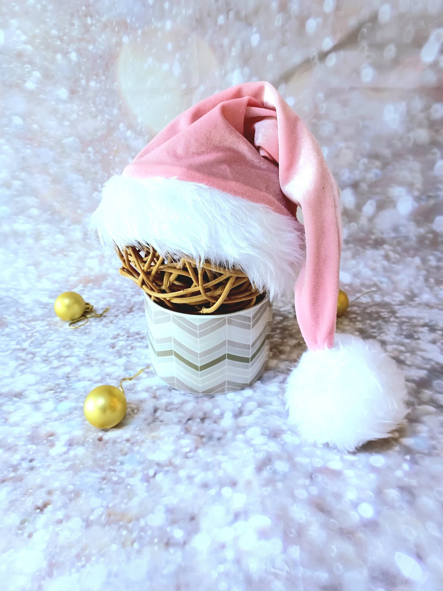 Baby Pink Santa hat,Baby Santa Hat photo prop ,Santa Hat photo-prop, pink velvet sleepy santa hat,Christmas santa hat,velvet baby hat prop