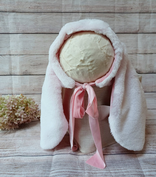 Baby Easter bunny hat photography prop Pink Easter bunny bonnet baby bunny bonnet baby bunny cakesmash bonnet bunny hat neutral bunny hat