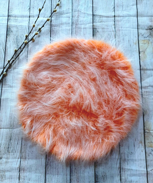 Newborn photography orange faux fur layer flokati faux fur filler photo prop basket filler newborn layer prop newborn circular layer