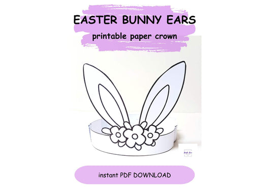 Easter Bunny Ears Crown Template Easter bunny headband Coloring Printable Kids Craft DIY Party Crown Paper Craft INSTANT PDF download