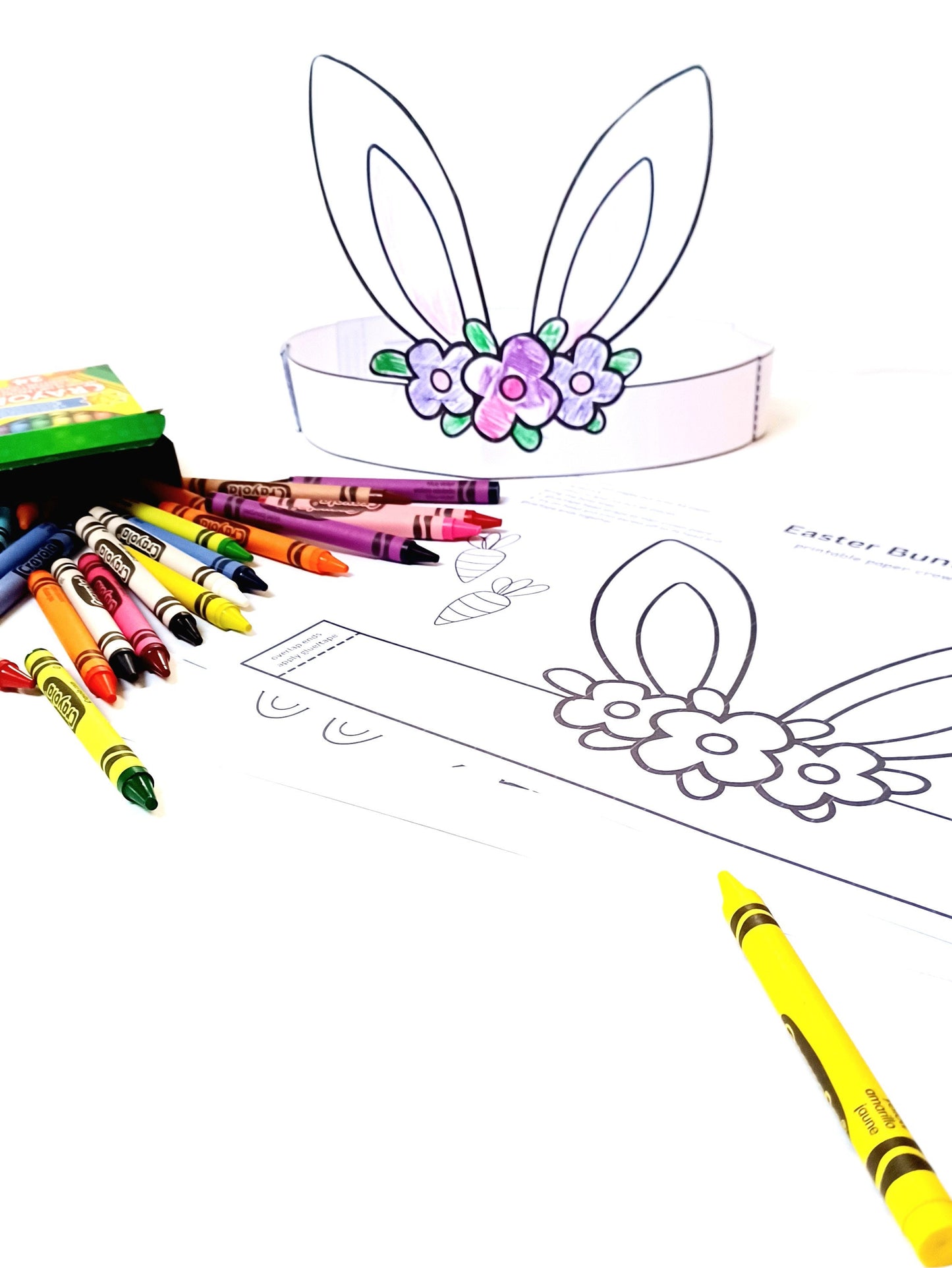 Easter Bunny Ears Crown Template Easter bunny headband Coloring Printable Kids Craft DIY Party Crown Paper Craft INSTANT PDF download