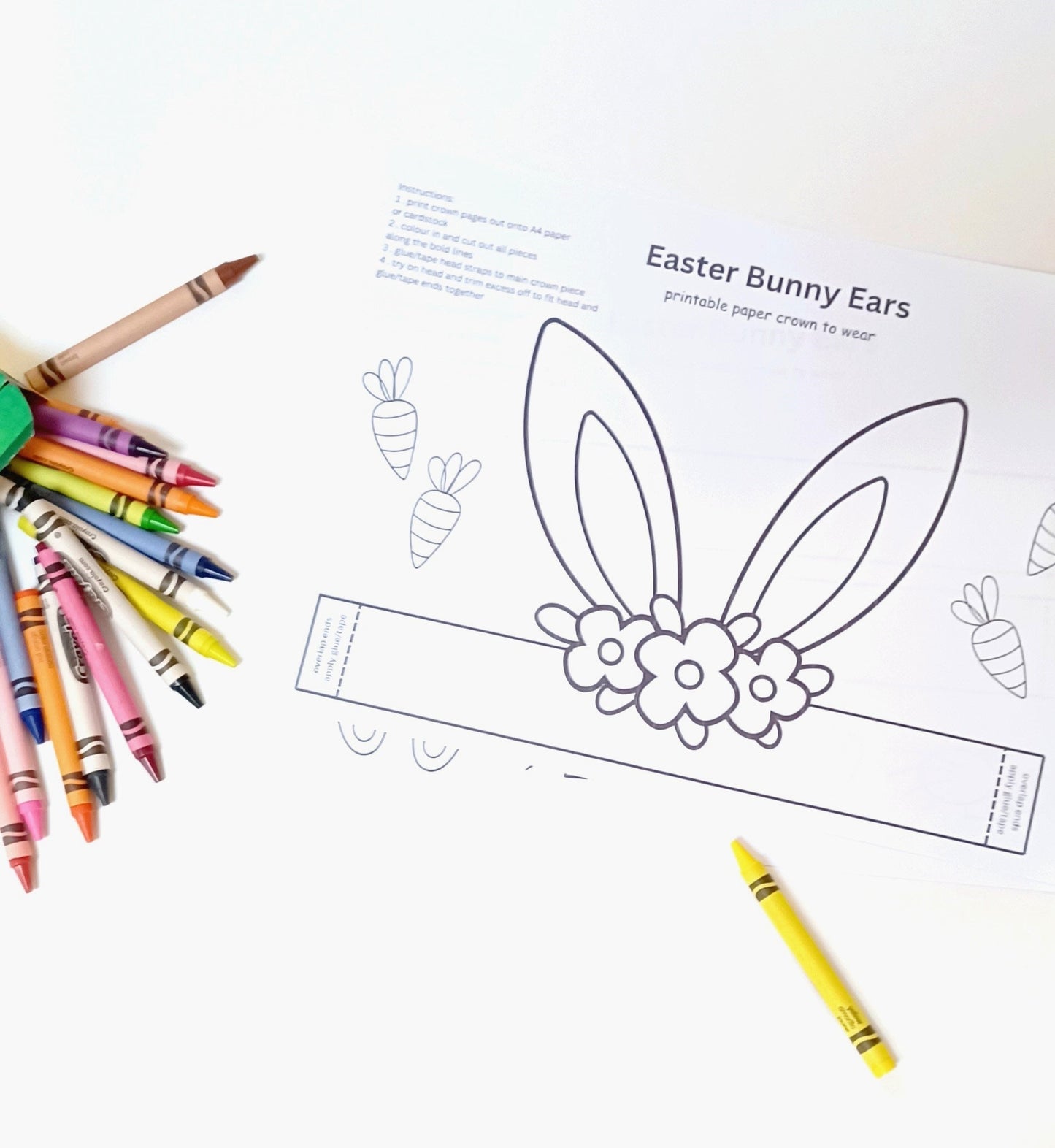 Easter Bunny Ears Crown Template Easter bunny headband Coloring Printable Kids Craft DIY Party Crown Paper Craft INSTANT PDF download